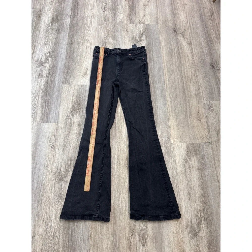 Zara Womens Black High Waisted Flare Bell Bottom Jeans Size 6
